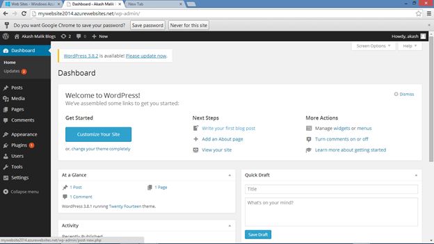 website using Azure